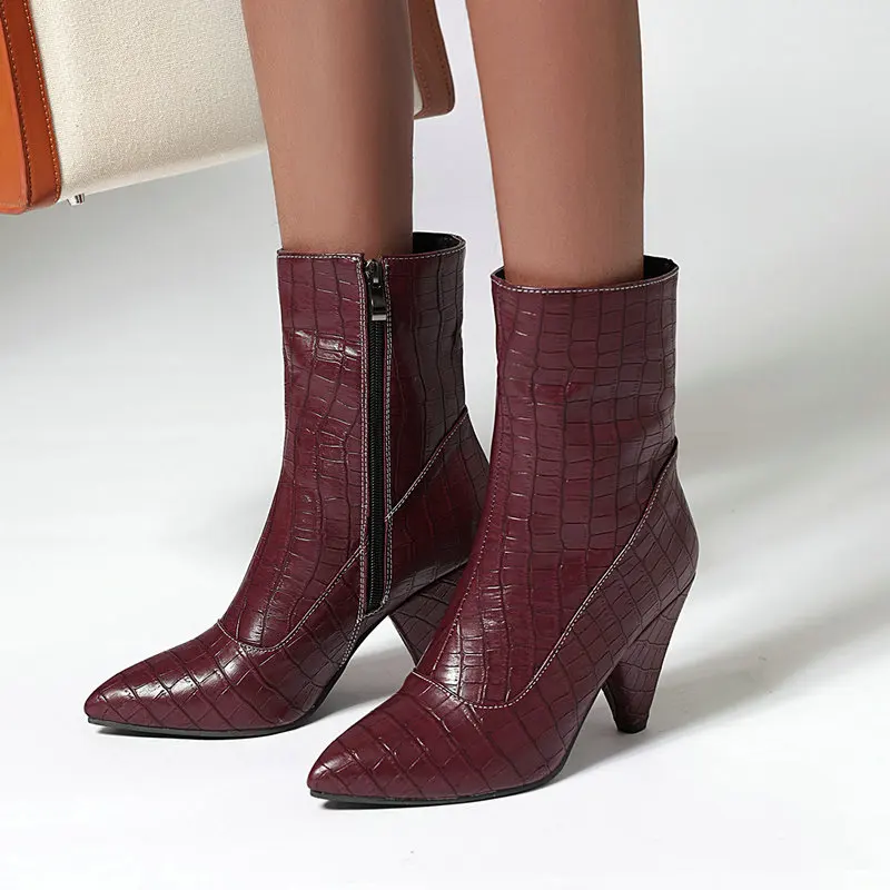 На высоком каблуке шпильке женские сапоги из Pu искусственной кожи (ПУ) на