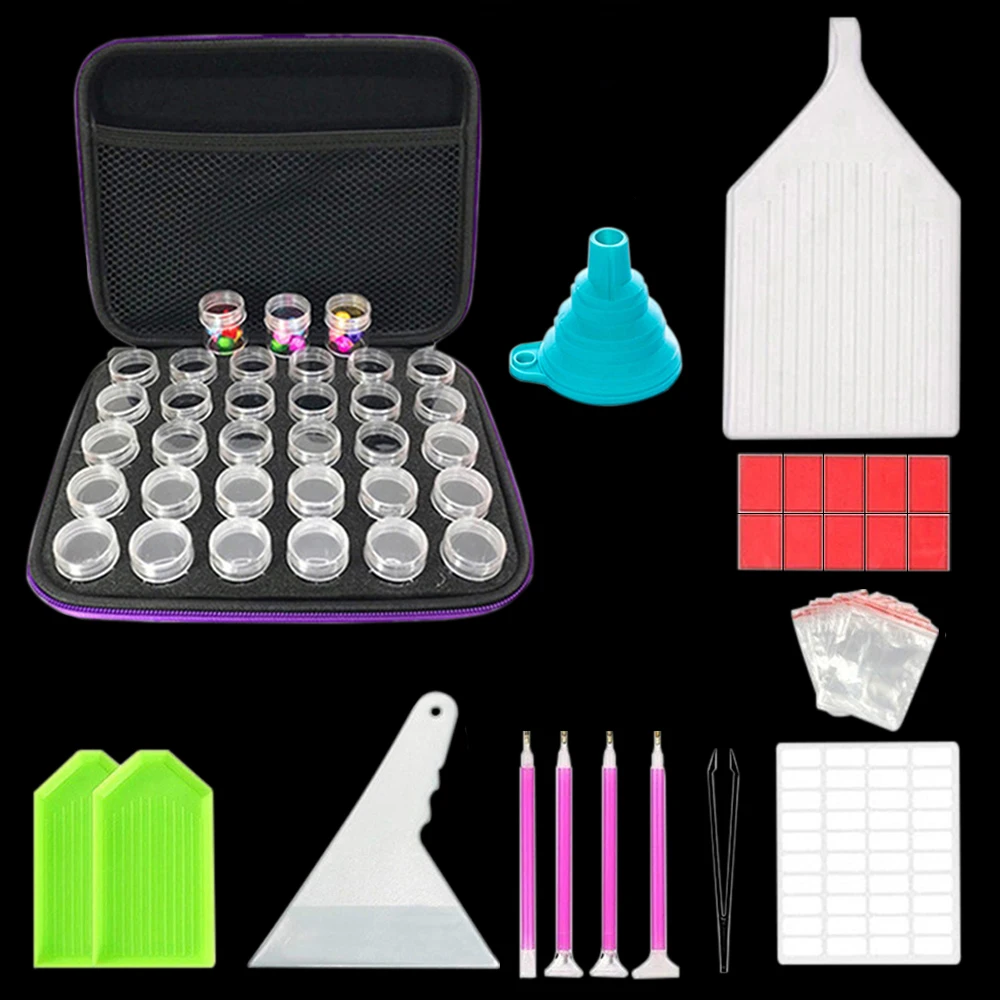 Инструменты для вышивки картин со стразами наборы с 30 бутылками пластиковый ящик