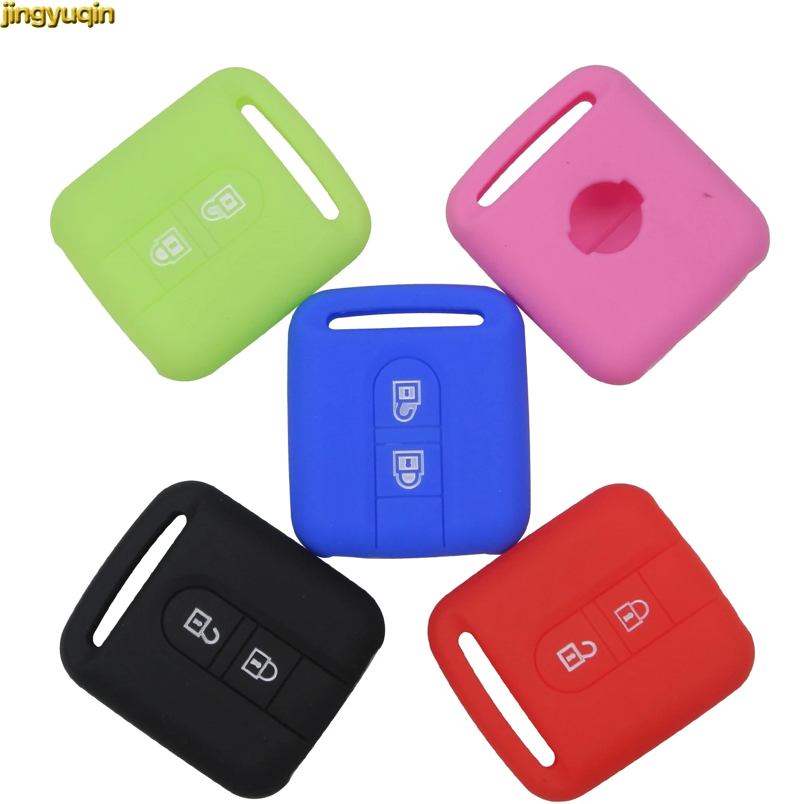

Jingyuqin 50PCS 2 Buttons Silicone Remote Car Key Case Cover Fob Protector for Nissan Qashqai Micra Navara Almera New Styling