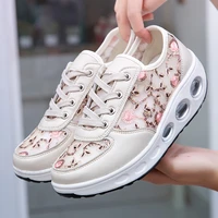 women print flats casual loafers autumn spring fashion ladies platform wedge sneakers breathable comfortable lace up swing shoes
