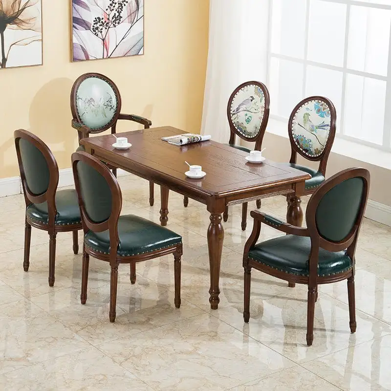 Американский Стул Для ресторана в стиле ретро из массива древесины дуба домашнее