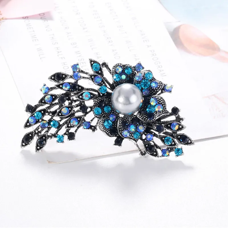 

Beautiful Vintage Brooch Retro CZ Flower Brooches Pins Simulated Pearl Antique Jewelry Women Accessories Wholesale Gifts Bijoux