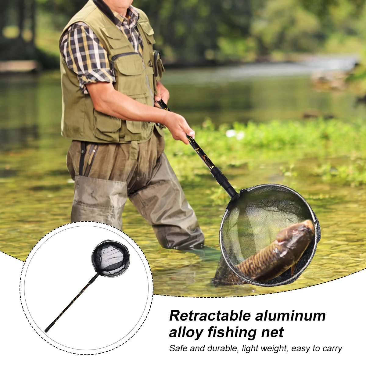 1 Set 1.7m Fishing Net with Telescopic Pole Handle Pool Skimmer Cleaning Tool Landing (Assorted Color) | Спорт и развлечения