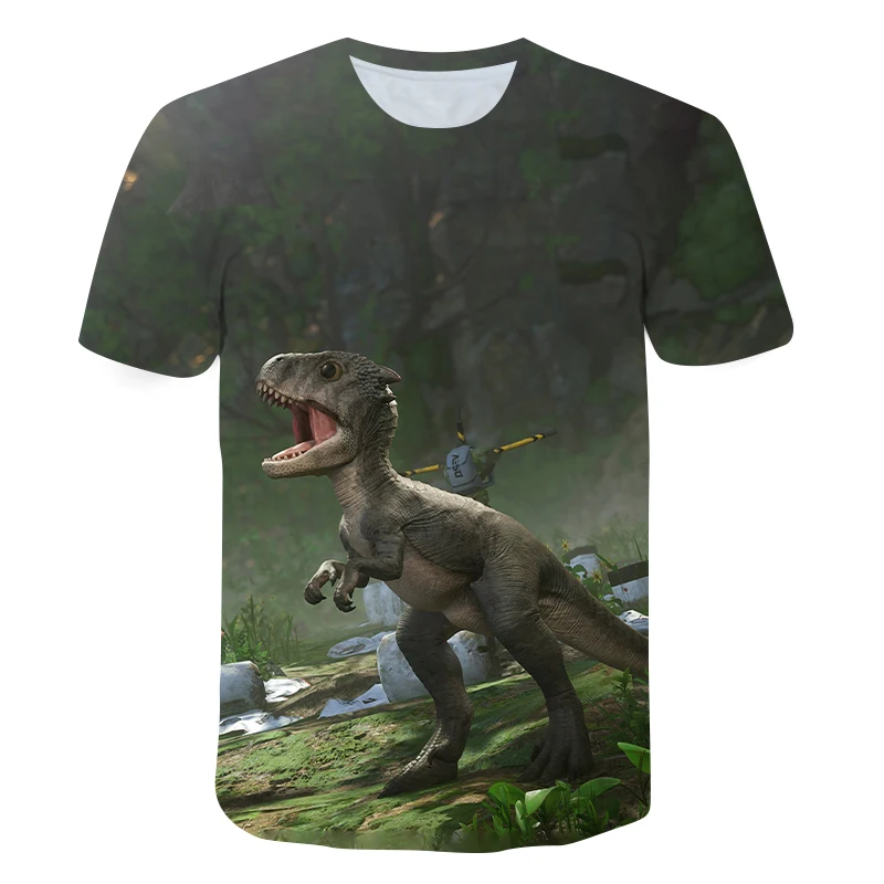 

2021 Summer 3D Printed Cartoon Dinosaur Realm T-Shirt Kids Funny Harajuku Fashion Top Boys Girls Super Cool Tees T Shirt