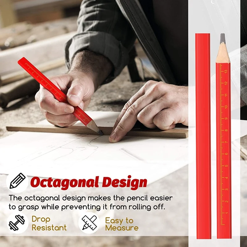 100 шт. восьмиугольные строительные карандаши для деревообработки и маркировки