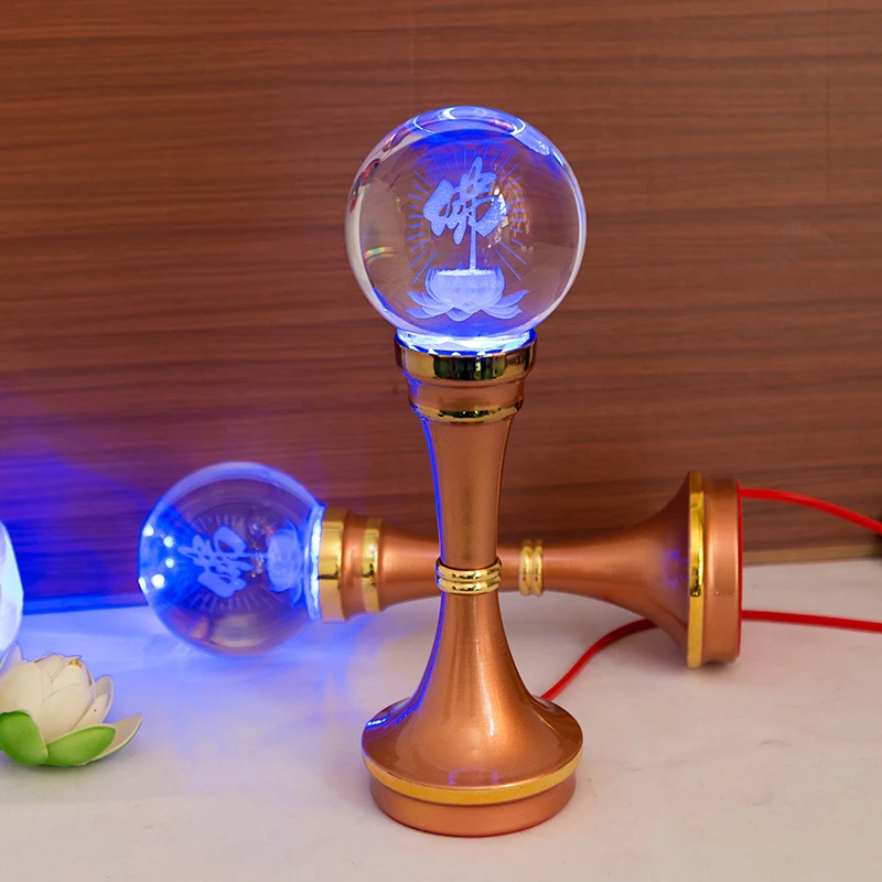 Wholesale Buddhist supplies HOME family Protection 2PCS Temple shrine enshrine worship crystal lotus color lamp | Дом и сад