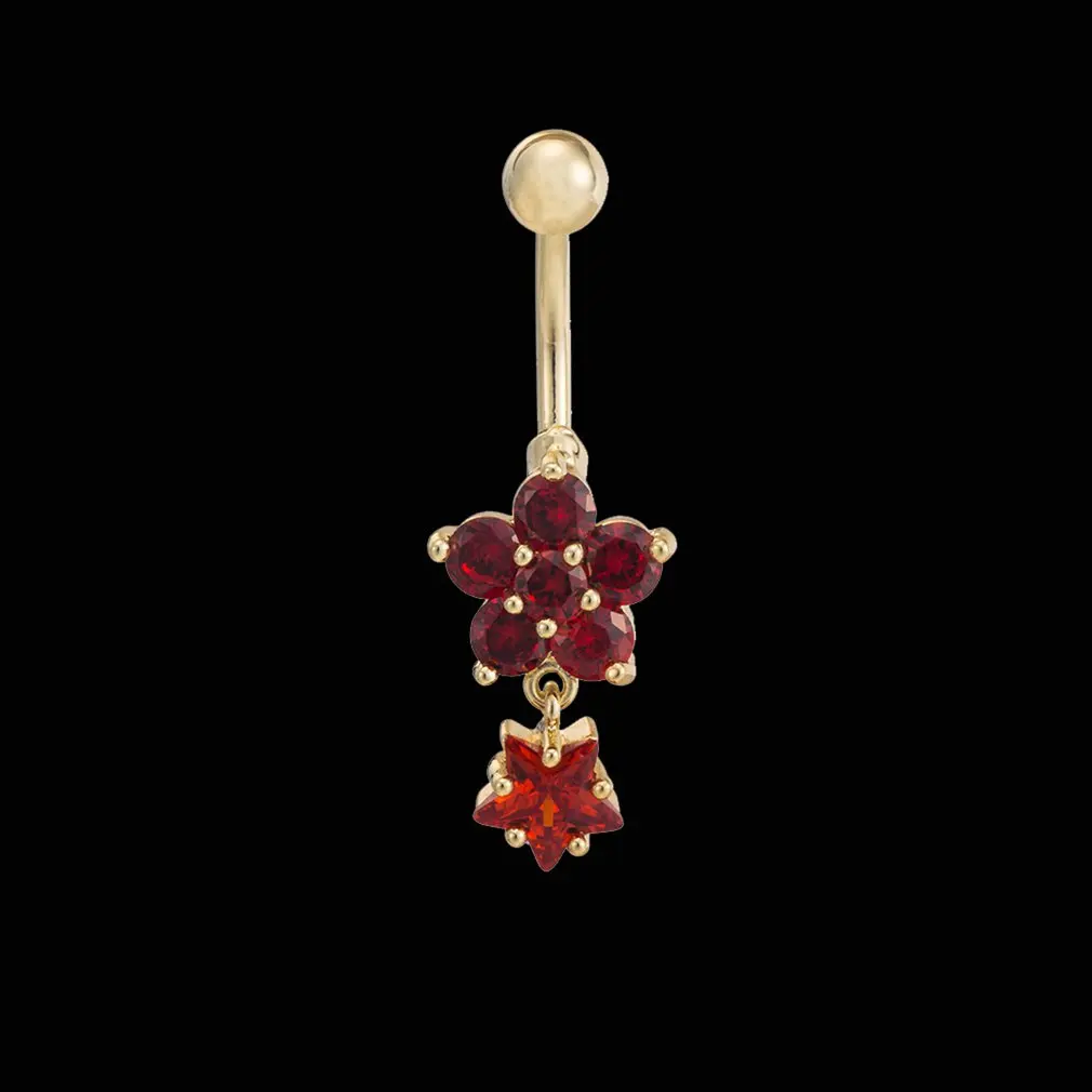 Простой двойной лепесток циркония пупка Кнопка Кольцо сексуальные пирсинг CZ