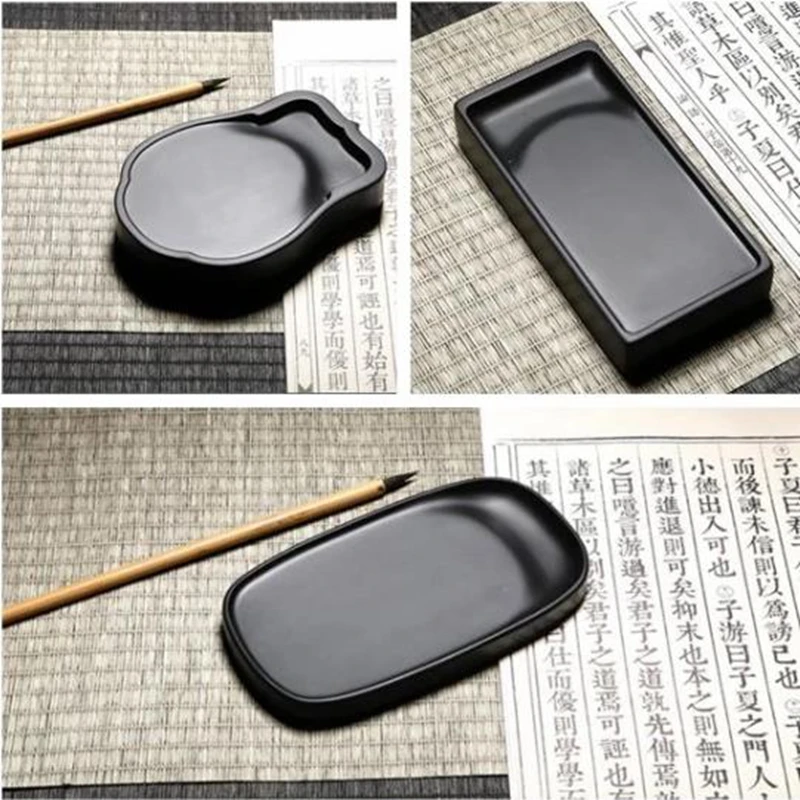 1pc Natural Rock Small Portable Rectangle Inkstone Calligraphy Painting Tool