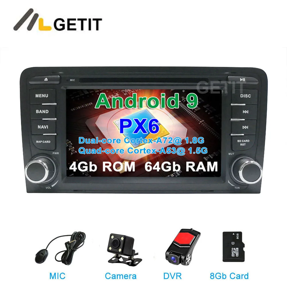 DSP 64G PX6 Android 9,0 автомобильный DVD видео стерео плеер gps навигация для Audi A3 8P 2003-2012 S3 2006-2012 RS3 Sportback 2011