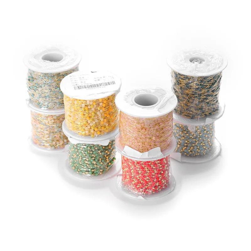 50 см шарик 3 мм 24K золото цвет латунь и стекло с колесной цепочка с бусами высокого качества Diy ювелирных изделий Аксессуары