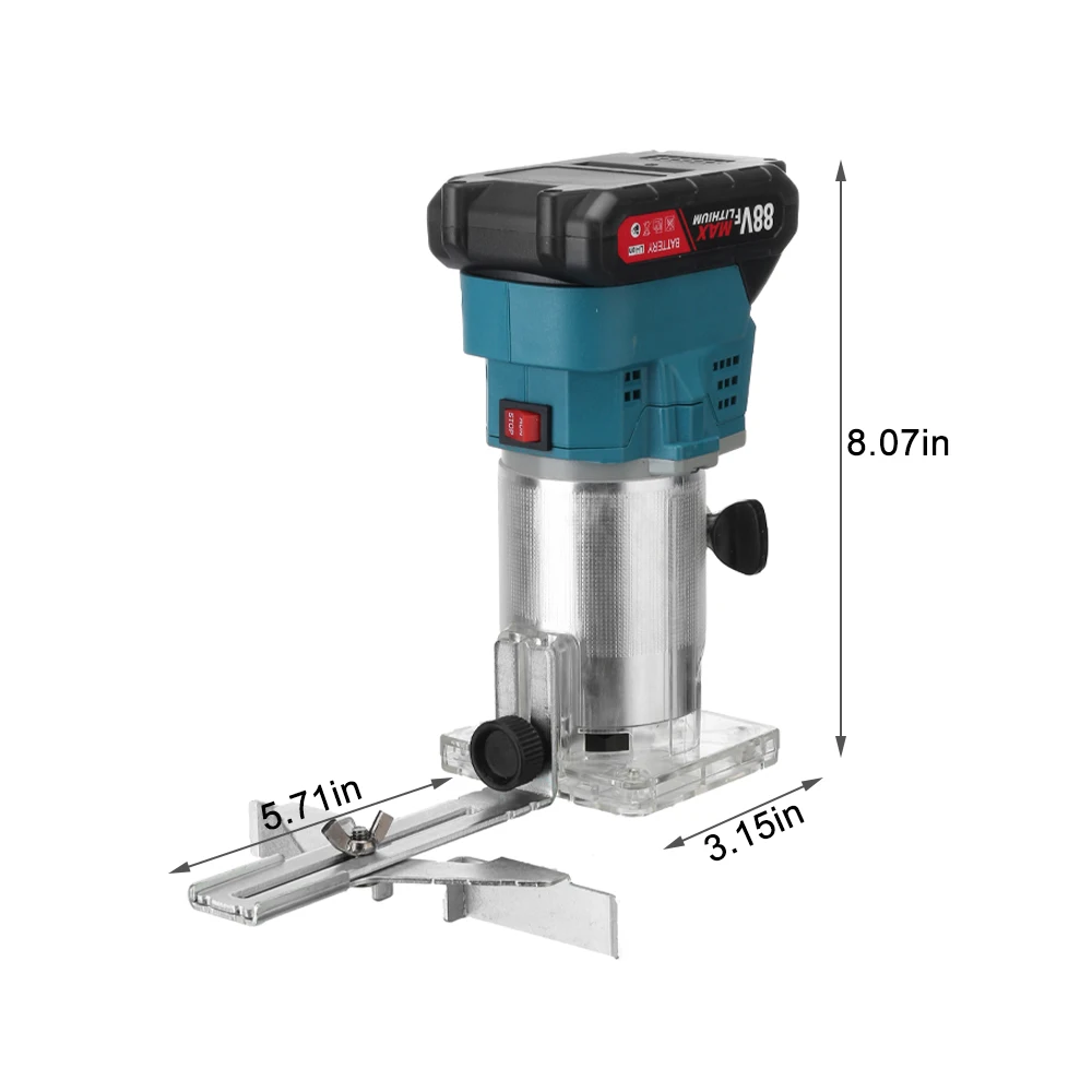 

88V 850W Cordless Electric Trimmer with Battery Woodworking Engraving Slotting Trimming Milling Machine Wood Router for Makita