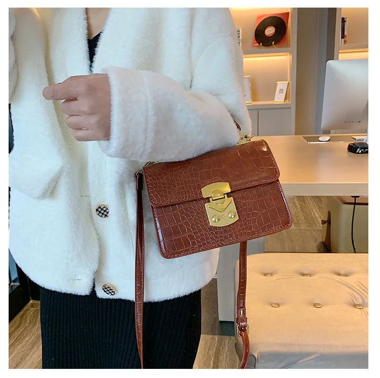 Винтажная модная сумка-тоут, новинка, высокое качество, из искусственной кожи, женская дизайнерская сумка, крокодиловый узор, замок, сумка через плечо