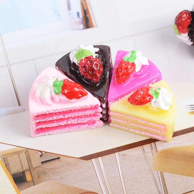 10 шт./лот искусственная клубника пирожное из смолы с плоской задней поверхностью