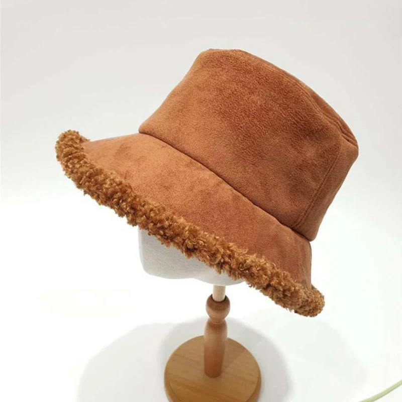 Зимняя замшевая Панама из овечьей шерсти для женщин и девочек плотная теплая