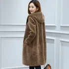 Новинка 2021, зимнее шерстяное овечье пальто, женская новая накидка, средней длины, с капюшоном, интегрированное меховое пальто большого размера