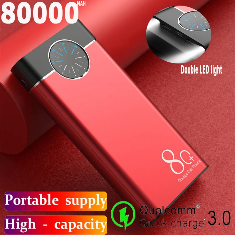 80000mAh внешний аккумулятор большой емкости портативное зарядное устройство 2USB LED