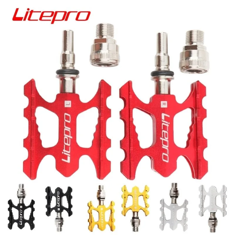 

Litepro Bicycle Quick Release Pedal Ultra-Light Aluminum Alloy Folding Bicycle Pedal Black Red Gold Silver
