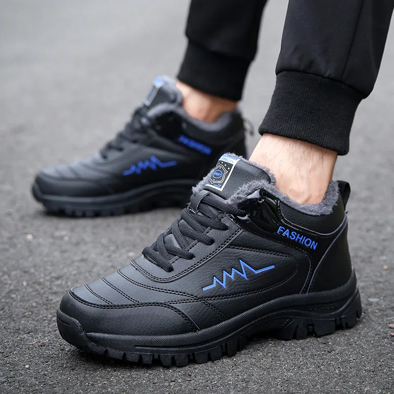 

Men Winter Snow Boots Waterproof Leather Sneakers Warmest Men's Boots Outdoor Male Plush Plataform Boots Homme En Cuir Size 45