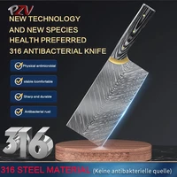 pzv316 stainless steel antibacterial kitchen knife colorful wood handle laser carving meat knife slaughtering fsh knife
