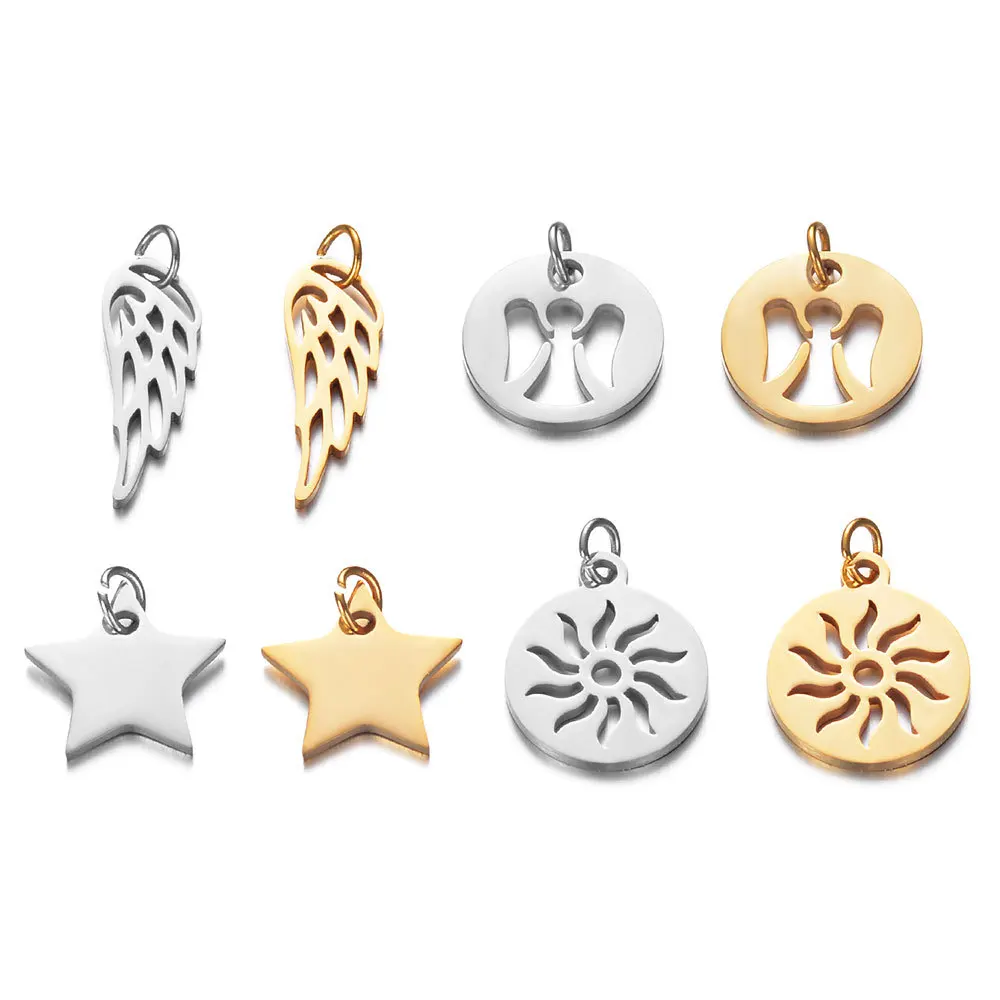 

Stainless Steel Star Angel Pendant Sun charm Steel Color/ Rose Gold Cutting Jewelry Accessories wholesale 20pcs