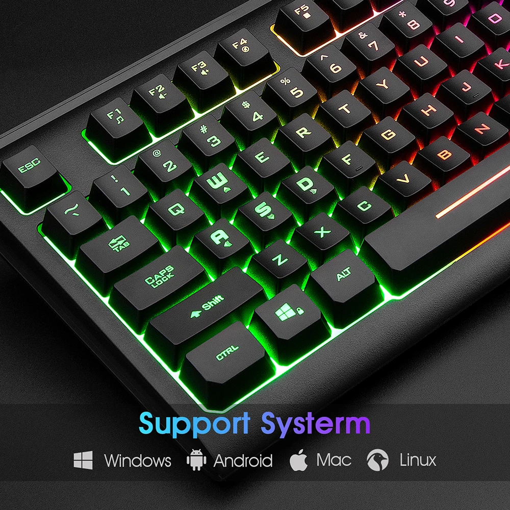 Rii RK104 игровая клавиатура RGB подсветка USB Проводная Механическая Feel игровая клавиатура для настольного компьютера маленький компактный 87 клавиш