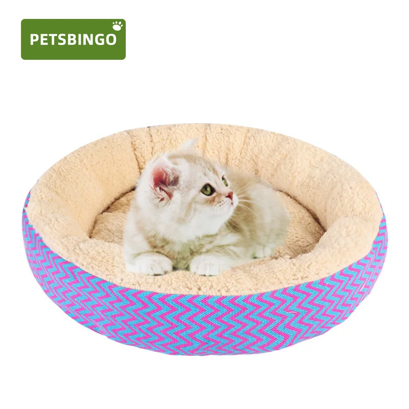 Домашние животные бинго собаки кровать моющиеся круглый короткие плюшевые
