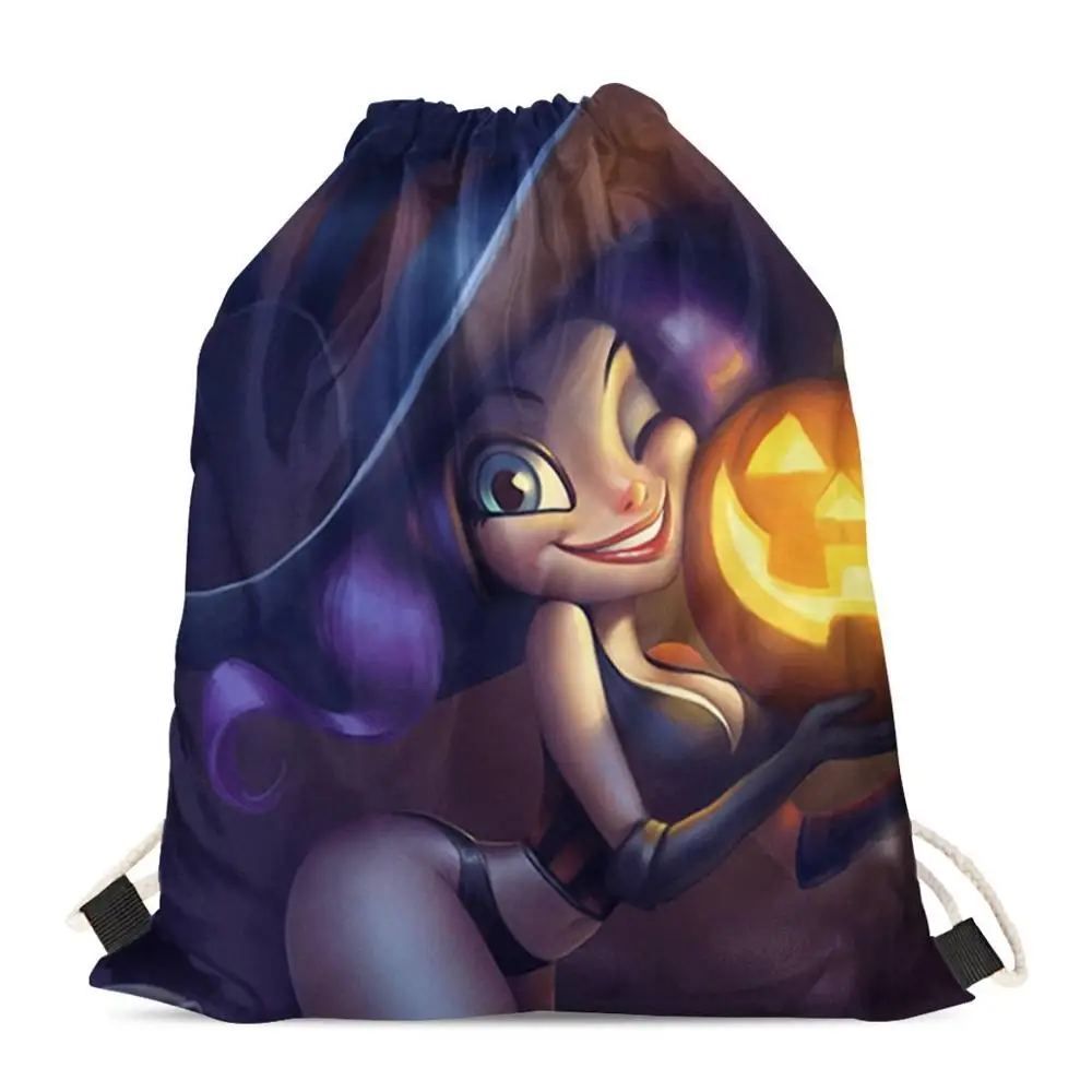 Косметичка HYCOOL на шнурке милая сумка с изображением тыквы и ведьмы маленькая