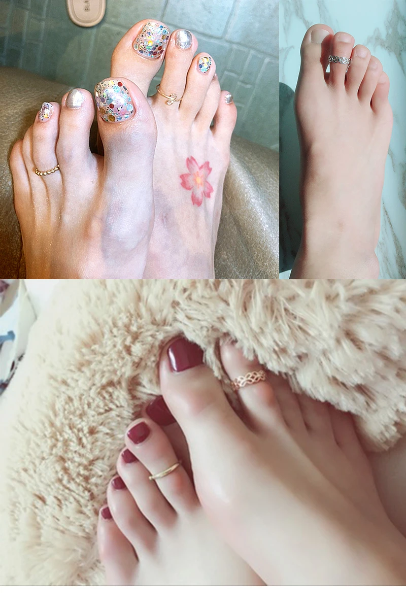 Кольца с открытым носком для женщин и девушек комплект из 8 регулируемых колец