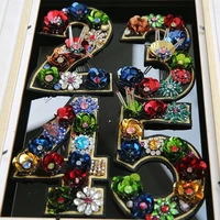 luxury 0 to 9 number 3d handmade rhinestone beaded patches for clothes diy sew on sequins appliques decorative floral parches