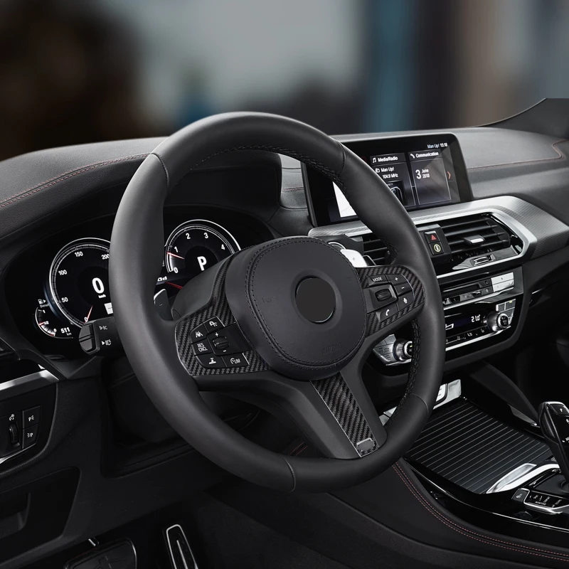 

Black Dry carbon fiber Steering wheel trim cover Car interior Auto Parts For BMW G20 G28 325i 330i