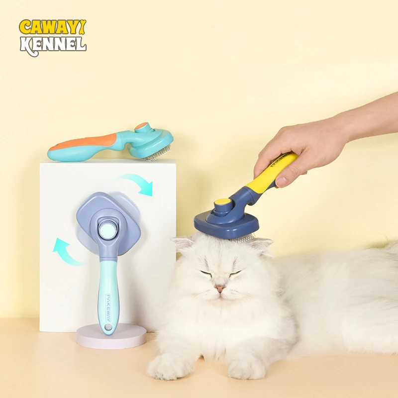 

CAWAYI KENNEL Plastic Dog Cat Pets Self Cleaning Slicker Brush Comb Pet Dog Cat Grooming Tools Hair Shedding Combs D2493