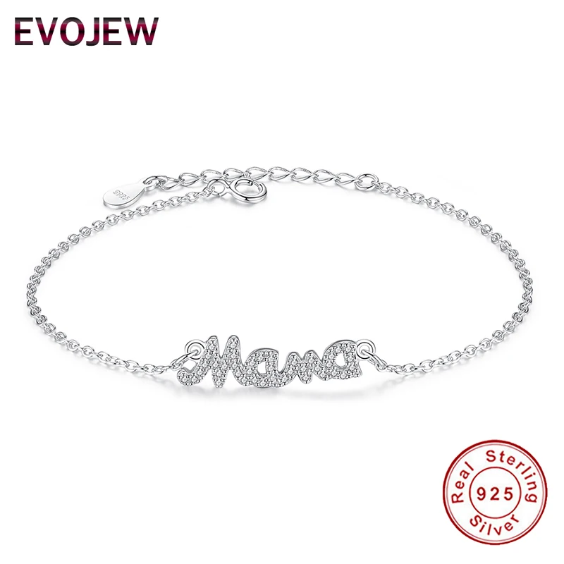 EVOJEW Оригинальное 925 пробы серебро I Love Mama Браслеты для Женский браслет-цепочка украшение браслет feminina подарок на день матери