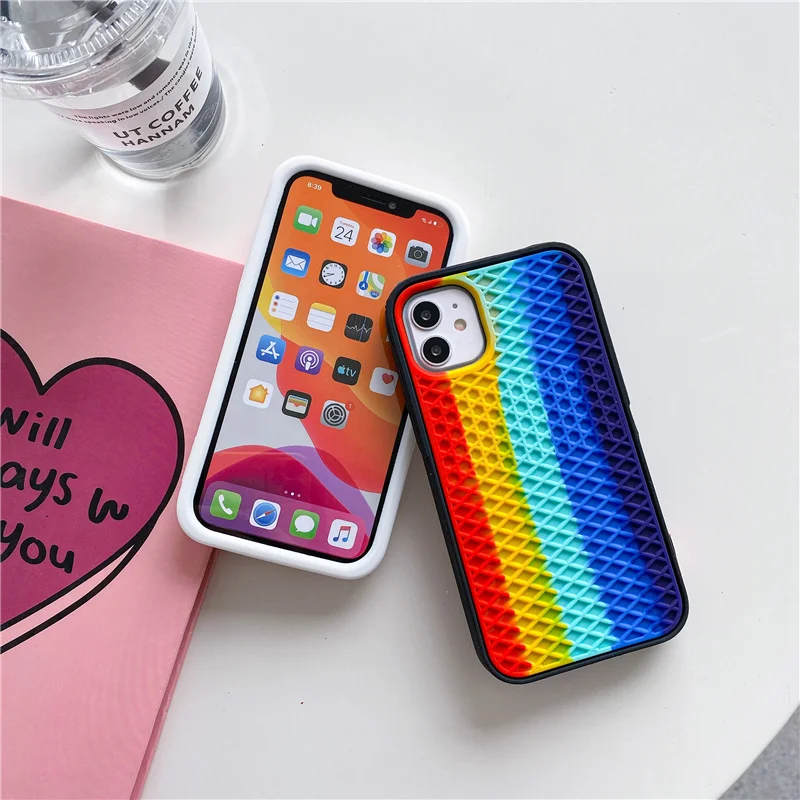 Чехол Rainbow для iPhone12Pro 12 чехол с 3D рисунком мягкий телефона вафельным