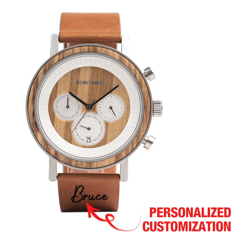 Парные часы персонализированные деревянные BOBO BIRD мужские и женские кварцевые