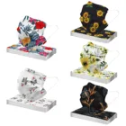 50-100 шт., одноразовые маски для лица с цветочным принтом