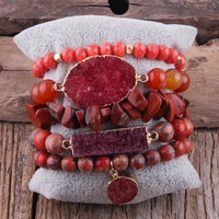 rh fashion bohemian jewelry accessory beaded stones bracelet natural stone druzy charms 5pc bracelets sets for women gift