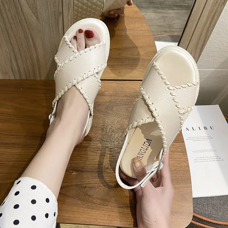 

Outside Sandals Black Shoes for Women Clogs With Heel Med All-Match Espadrilles Platform Muffins shoe 2021 Summer Beige New Fash