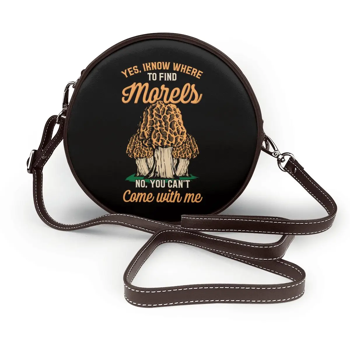 

Morel Shoulder Bag Student Gifts Round Bag Retro Leather Shopping Purse