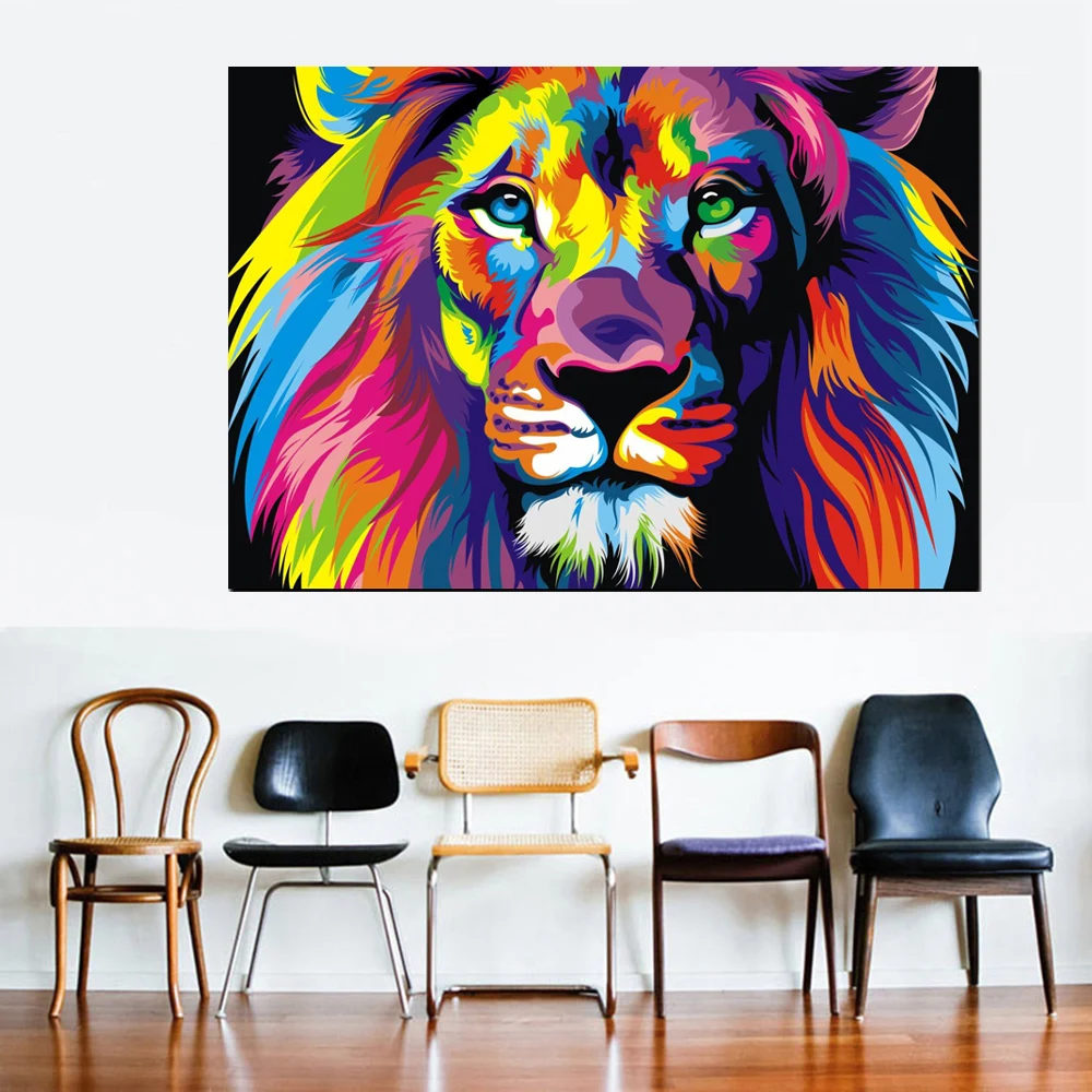 Король Лев животные масляная краска холст современный художественный постер для