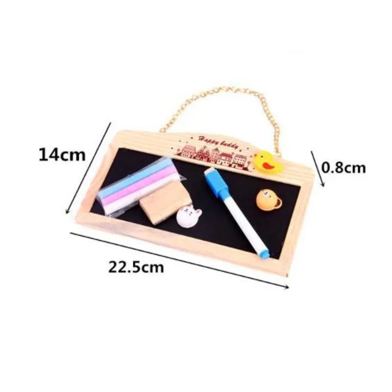 

Small Double-sided Hanging Wooden Blackboard with Log Wall Hook Chain Erasable Chalkboard Wordpad String Writing Notice Message