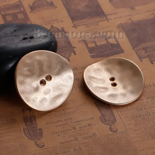 

DoreenBeads Zinc Based Alloy Metal Sewing Shank Buttons Irregular Antique Pewter Bronze Round 3cm x2.9cm(1 1/8" x1 1/8"), 2PCs