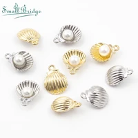 5pcslot fashion zinc alloy beads silver color shell inlaid pearl wild for women pendant bracelet earring accessories loose bead