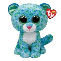 15 cm ty beanie big eyes blue leopard with green ears cute simulation plush panther toys boys and girls soft birthday gift doll