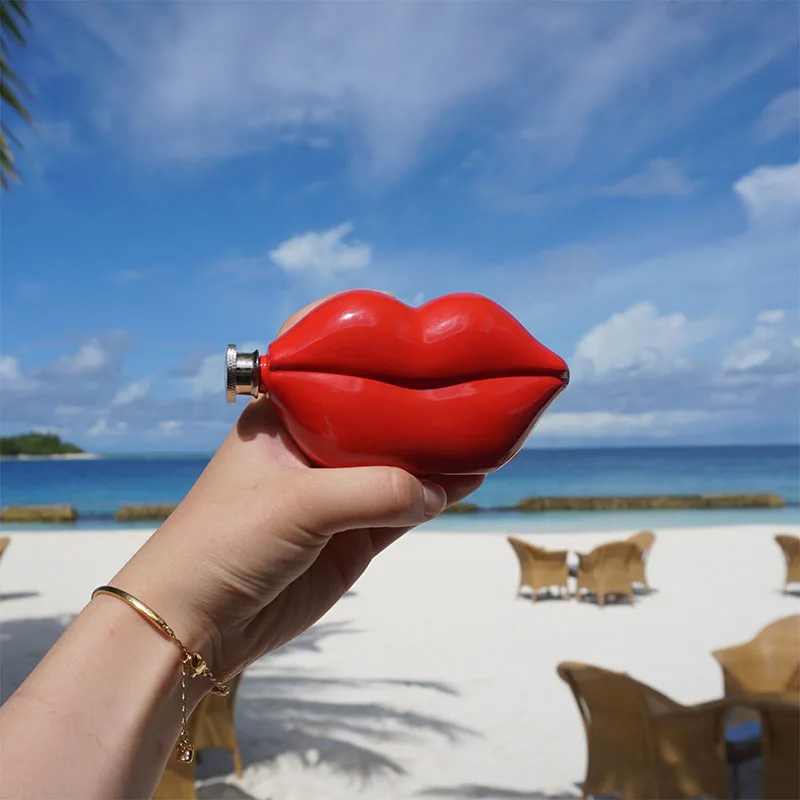 Фляжка в форме красных губ 5 унций из нержавеющей стали|Плоские фляги| |