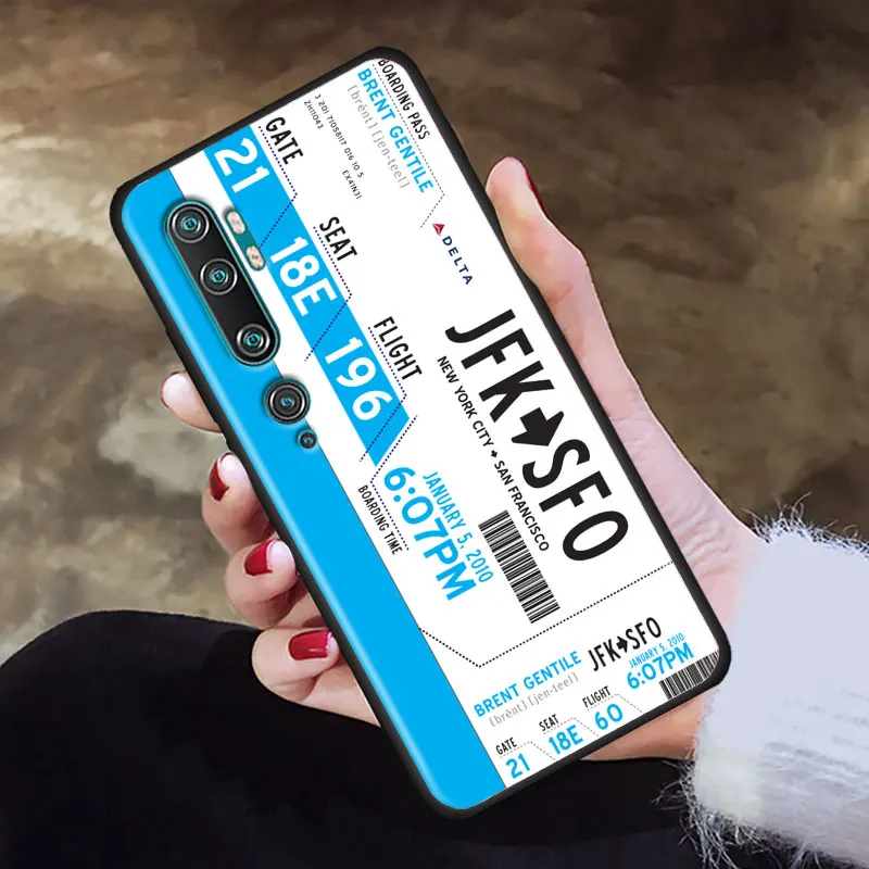 

TPU Shell For Xiaomi 11 10 9 8 Pro Lite Se 5G Note 10 Boarding Pass Ticket Soft Cover for XIAOMI Poco M3 X3 NFC 9T CC9 Cover