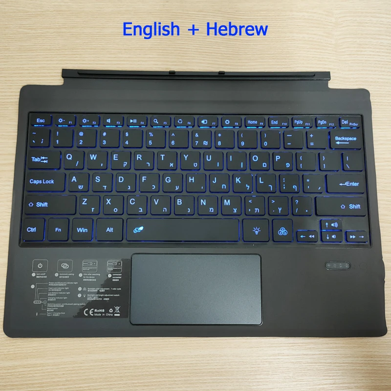 Беспроводная Bluetooth клавиатура для Surface Pro 3 4 5 6 7 Go 1 2 Trackpad русская Арабская иврит