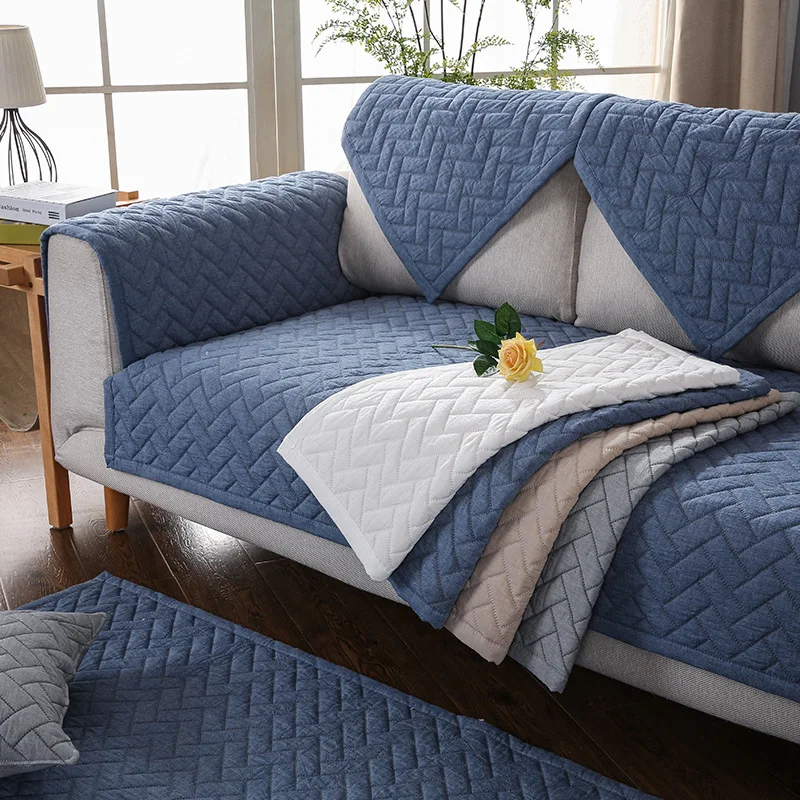 

Non-slip Plush Sofa Cover for Living Room Solid Color Dirt-proof Sofa Cover Elastic Protect Pet Dog Cushion Mat Seats Sofa