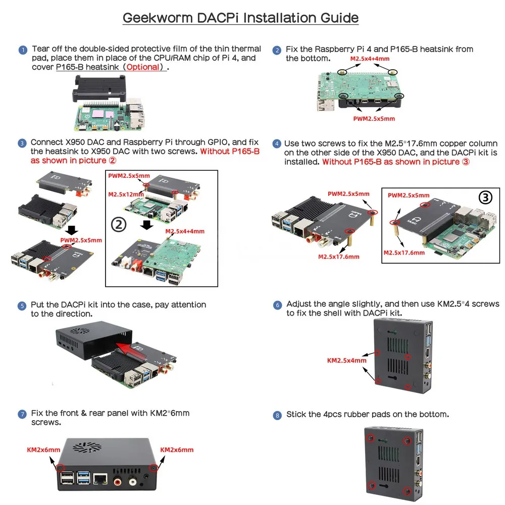 Geekworm DACPi для Raspberry Pi 4 Модель B NUC алюминиевый чехол с X950 аудио ЦАП щит и радиатор