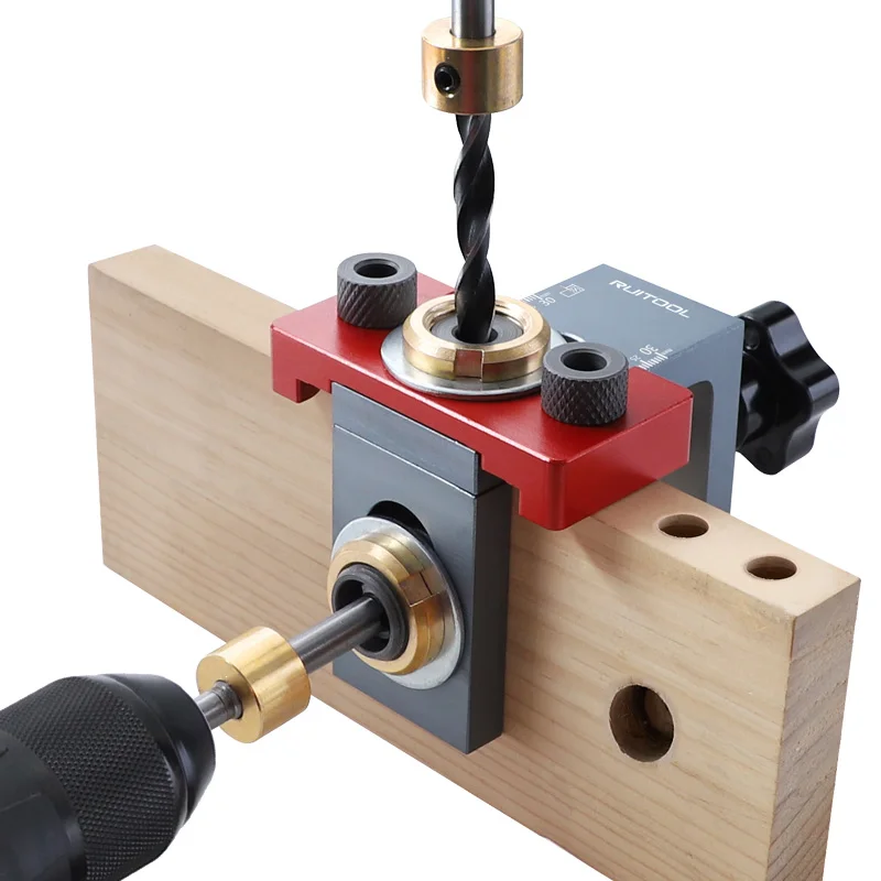 

3 In 1 Doweling Jig 8/10/15mm Aluminum Alloy Adjustable Vertical Hole Punch Locator Drill Guide for DIY Woodworking Tool