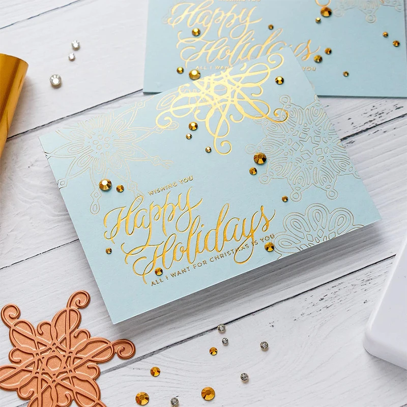 Горячая фольга проблеск Copperplate праздничные поздравительные фраз для DIY Скрапбукинг тиснение бумажные карты ремесла